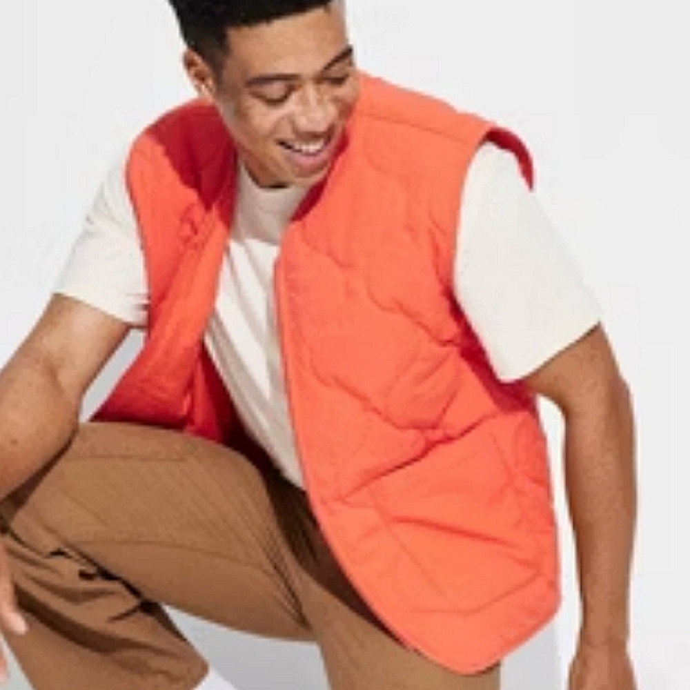 NWT Original Use Men's Orange Quilted Vest SzLarge
